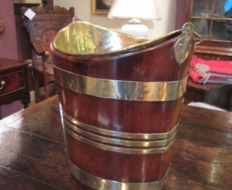 Superb George III Period Brass Bound Peat Bucket - Image 3