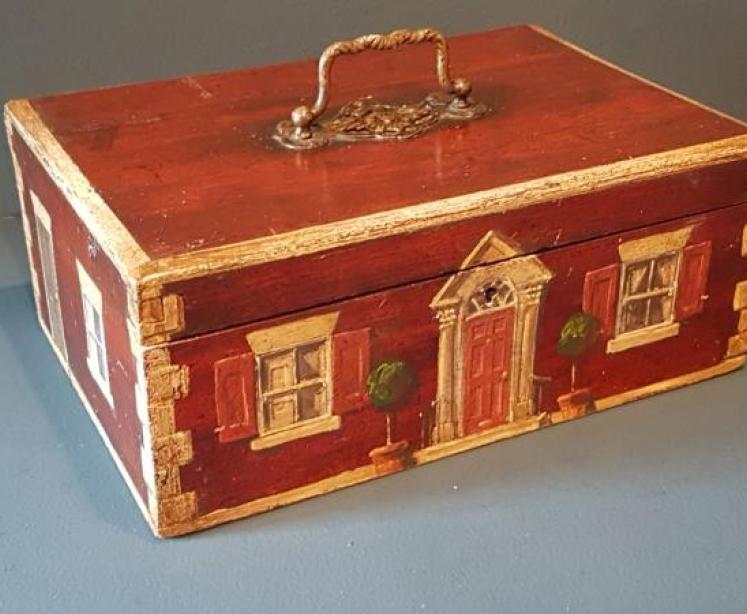 Victorian Painted Country House Deed Box - Image 1