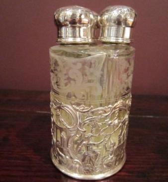 Exquisite Art Nouveau Silver Three Bottle Scent Set