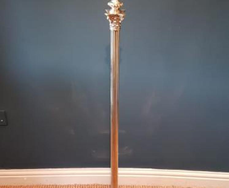 Edwardian Cast Brass Corinthian Column Lamp Standard - Image 2