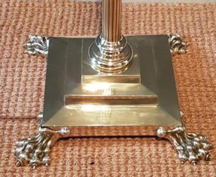 Edwardian Cast Brass Corinthian Column Lamp Standard - Image 5