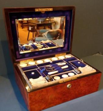 Fine Early Victorian Burr Walnut Sewing Box