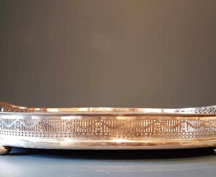 Victorian Oak and Silver Plated Tray - Image 6