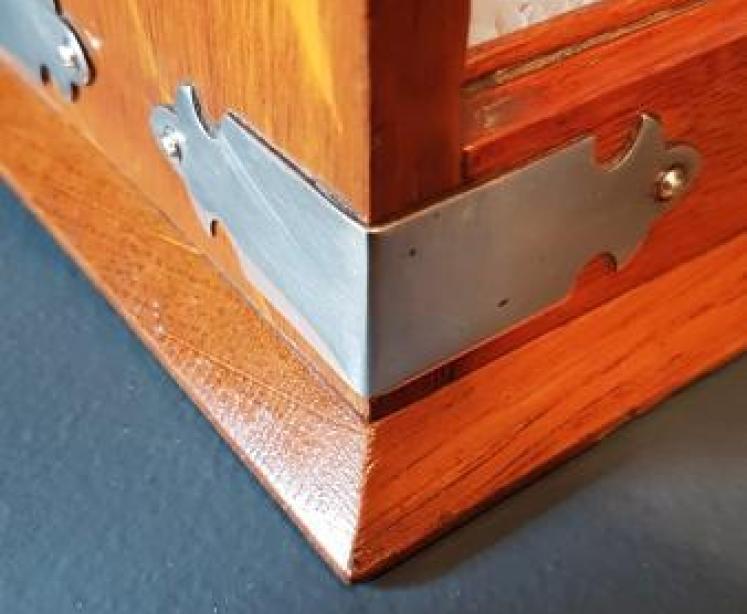 Victorian Oak and Silver Plate Three Bottle Tantalus - Image 6