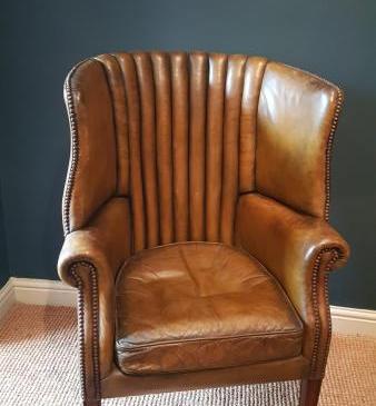 1920's Barrel Back Leather Chair