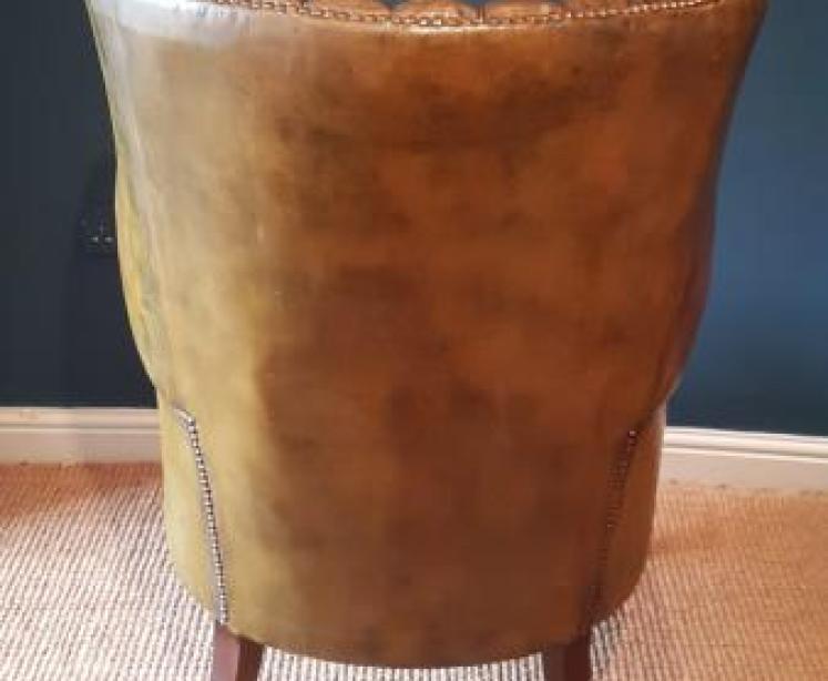 1920's Barrel Back Leather Chair - Image 2