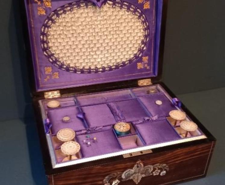 Mid Victorian Coromandel Inlaid Sewing Box - Image 1