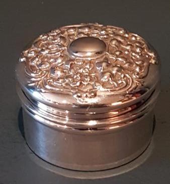 Victorian Silver Floral Design Pill Box