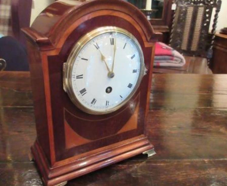19th Century Sheraton Inlaid Bracket Style Mantel Clock - Image 1
