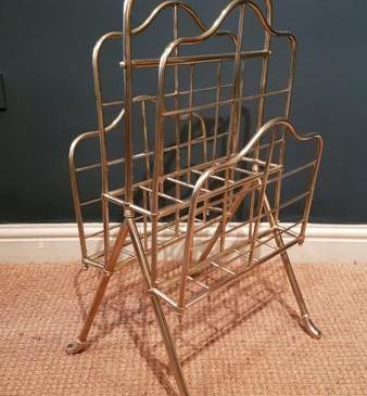 Large Edwardian Brass Framed Magazine Stand