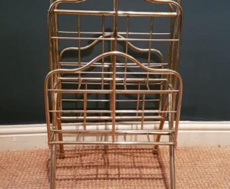 Large Edwardian Brass Framed Magazine Stand - Image 6