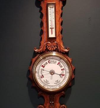 Victorian Carved Oak Banjo Barometer