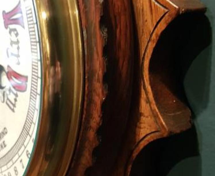 Victorian Carved Oak Banjo Barometer - Image 3