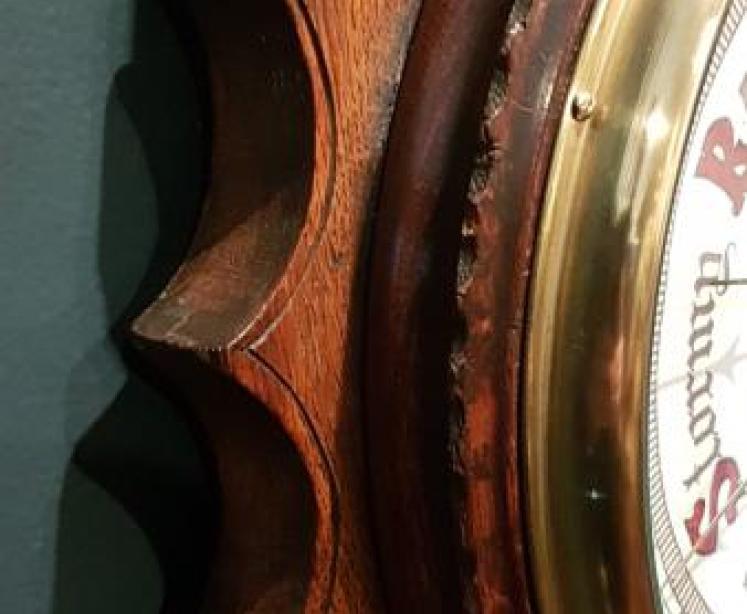 Victorian Carved Oak Banjo Barometer - Image 6