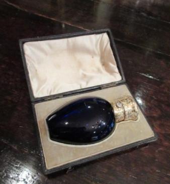 Superb Early Victorian Bristol Blue Cased Scent