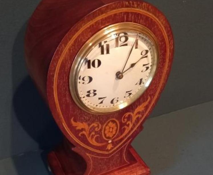 Edwardian Sheraton Inlaid Pear Drop Mantel Clock - Image 6