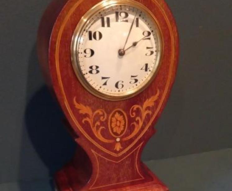 Edwardian Sheraton Inlaid Pear Drop Mantel Clock - Image 7