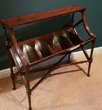 Fine Quality Edwardian Figured Mahogany Book Trough