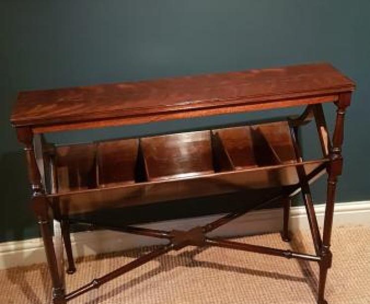 Fine Quality Edwardian Figured Mahogany Book Trough - Image 5