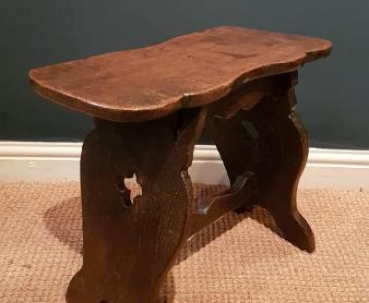 Period Oak Boarded Stool - Image 2