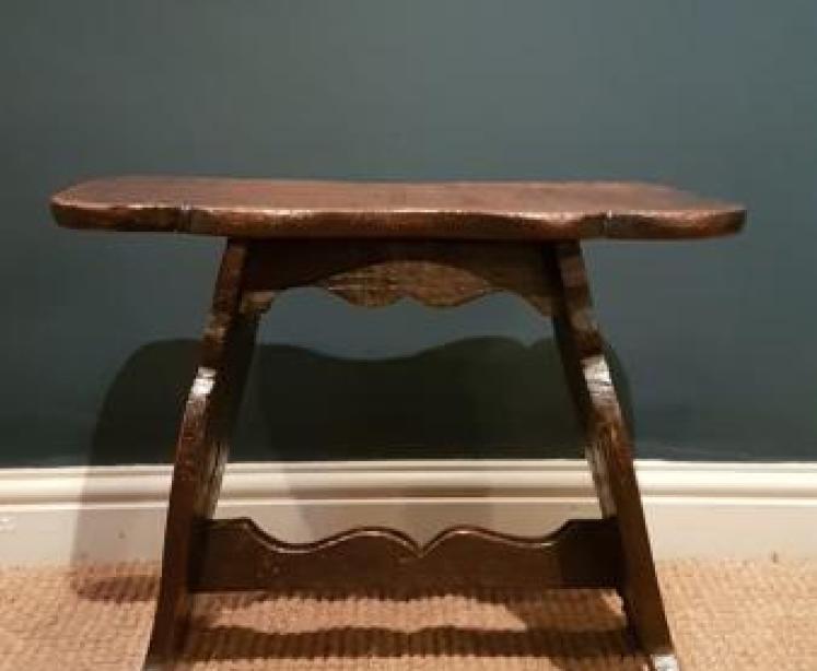 Period Oak Boarded Stool - Image 4