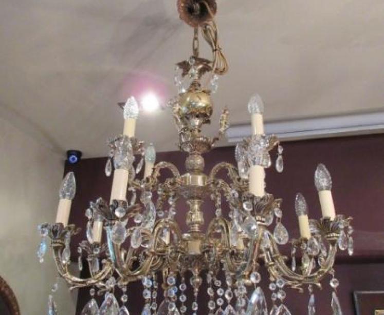 Stunning 1920's Cast Bronze Two Tier Chandelier - Image 1