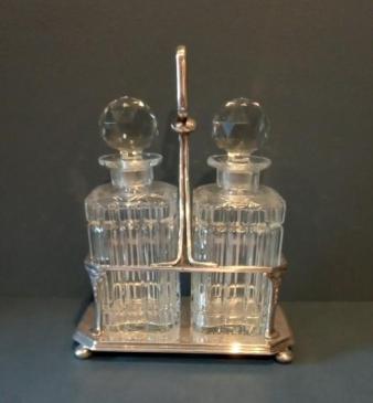 Victorian Silver Plated Two Bottle Decanter Stand 