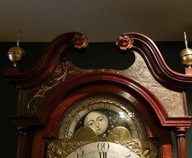 George III Oak 8 Day John Smith Chester Moon Phases Longcase Clock - Image 3