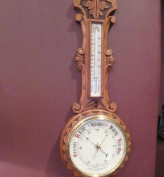 Mid Victorian Polished Oak Banjo Barometer