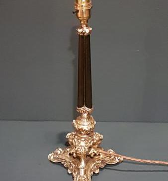 Late Victorian Decorative Brass and Cast Iron Table Lamp