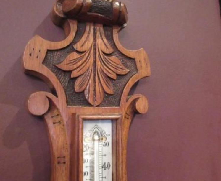 Mid Victorian Polished Oak Banjo Barometer - Image 3