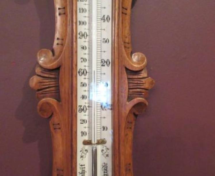 Mid Victorian Polished Oak Banjo Barometer - Image 4