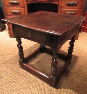 Very Unusual James II Period Oak Low Table