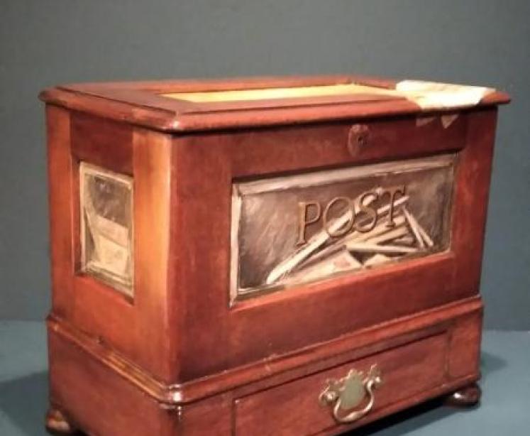 Unusual Victorian Painted Mahogany Post Box - Image 1