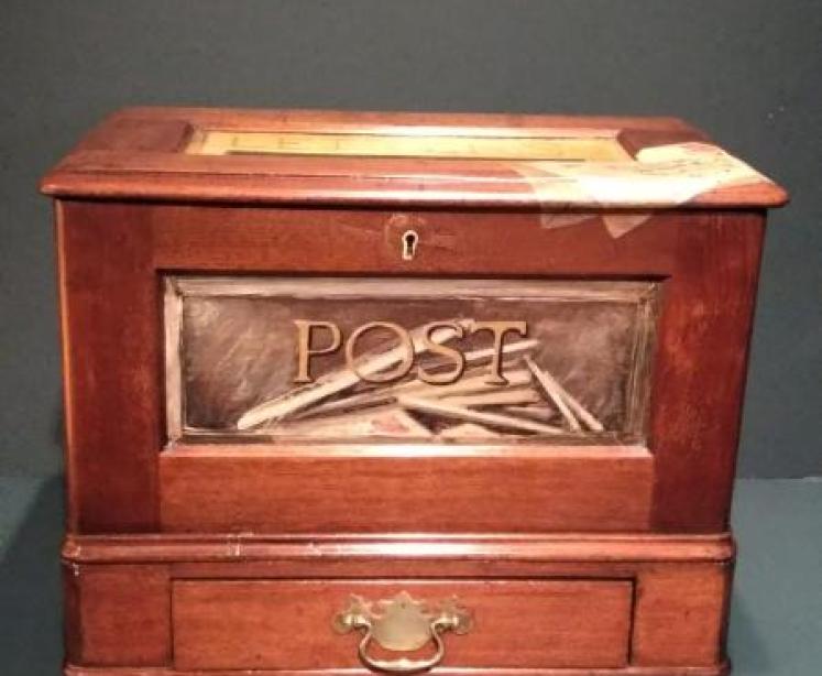 Unusual Victorian Painted Mahogany Post Box - Image 2