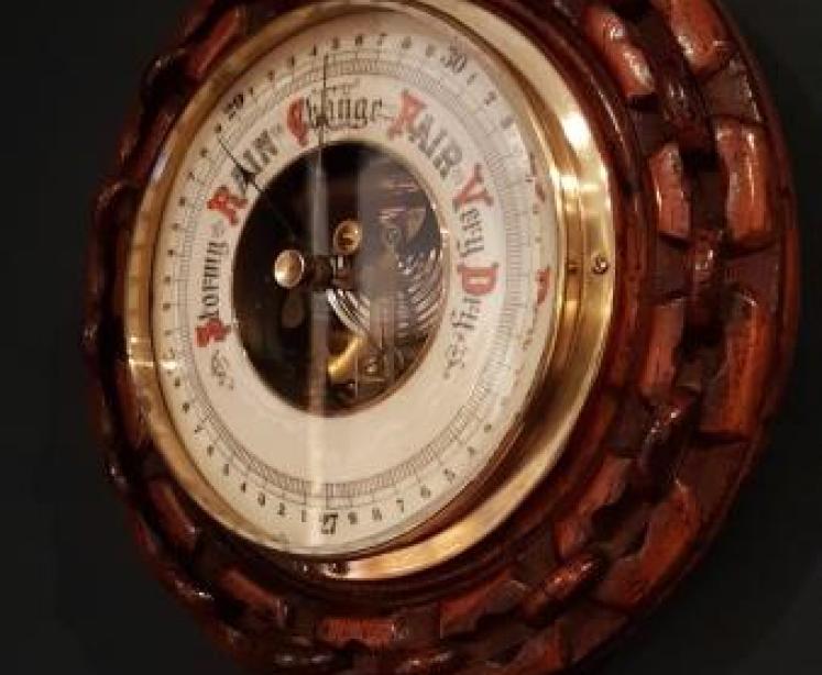 Victorian Carved Oak Barometer - Image 6