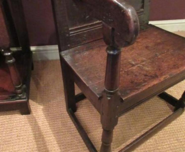 Very Original James II Period Oak Wainscot Armchair - Image 4