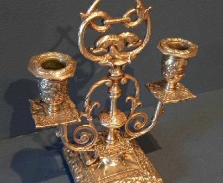 Pair of Victorian Brass Candelabra - Image 3