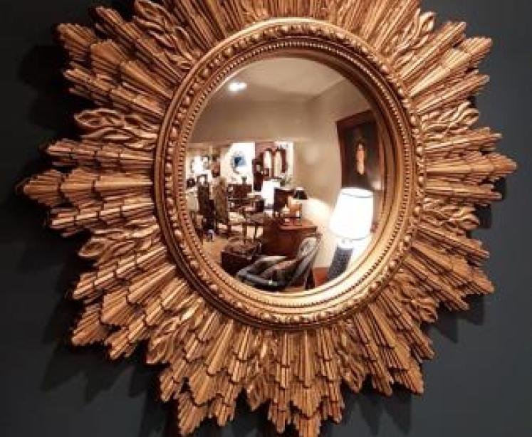 1920's Gilt Sunburst Convex Mirror - Image 2
