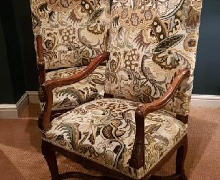Superb Pair of Walnut Framed Arm Chairs - Image 1
