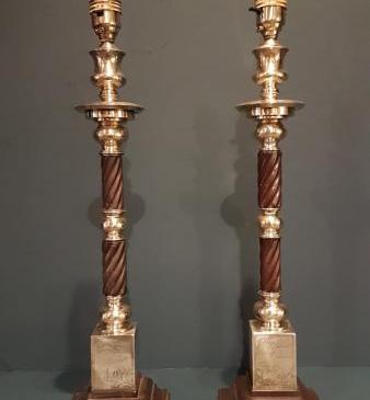 Pair of Stylish Brass Edwardian Table Lamps