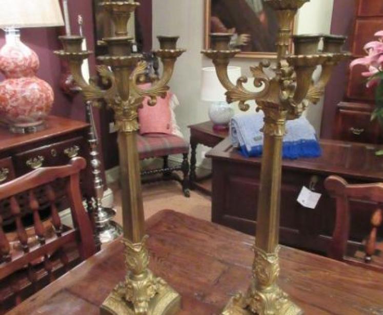 Stunning Pair of Mid 19th Century Gilt Ormolu Candleabra - Image 1