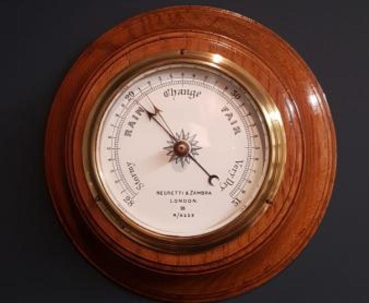 Victorian Golden Oak Cased Negretti and Zambra Barometer - Image 1