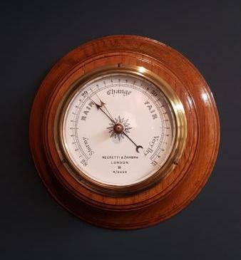 Victorian Golden Oak Cased Negretti and Zambra Barometer