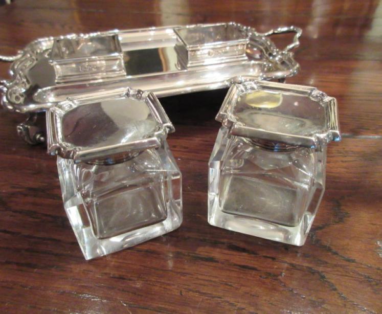 High Quality Edwardian Period Silver Double Inkstand - Image 4