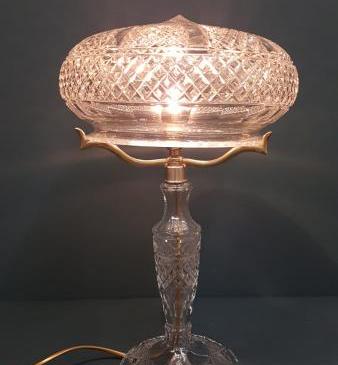 Edwardian Cut Crystal Table Lamp and Shade
