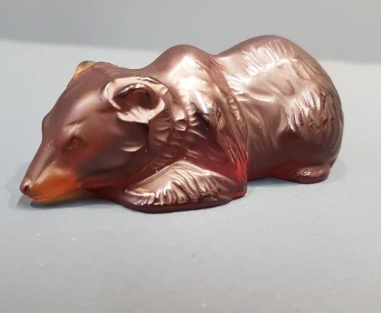 Signed Lalique Amber Bear - Image 4