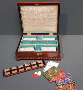 Mid Victorian Rosewood Card and Cribbage Box