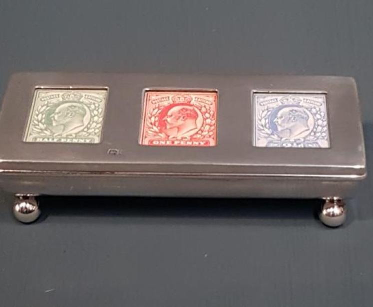 Silver Three Section Stamp Box - Image 6