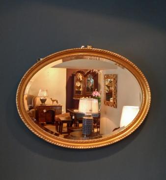 Victorian Timber & Plaster Gilt Oval Wall Mirror